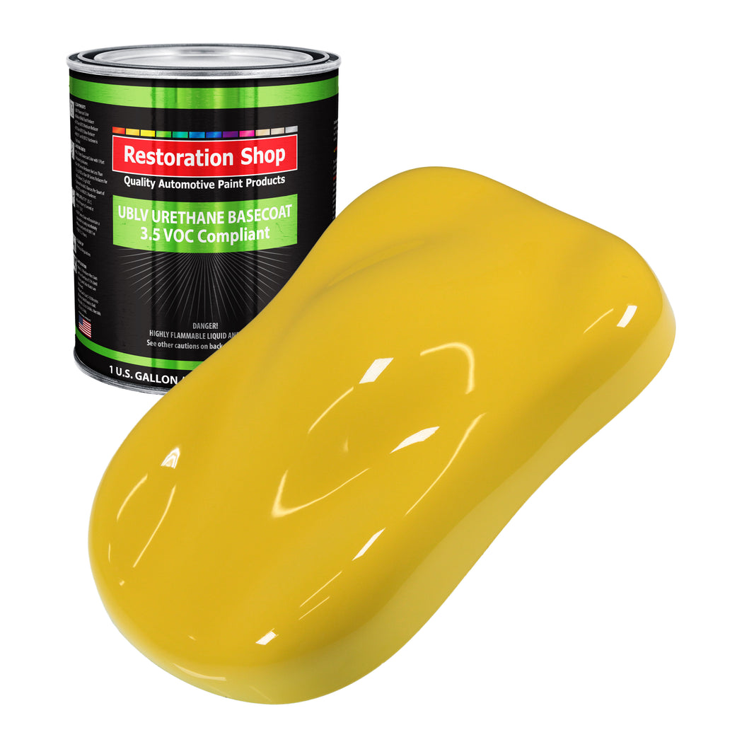 Daytona Yellow - LOW VOC Urethane Basecoat Auto Paint - Gallon Paint Color Only - Professional High Gloss Automotive, Car, Truck Refinish Coating