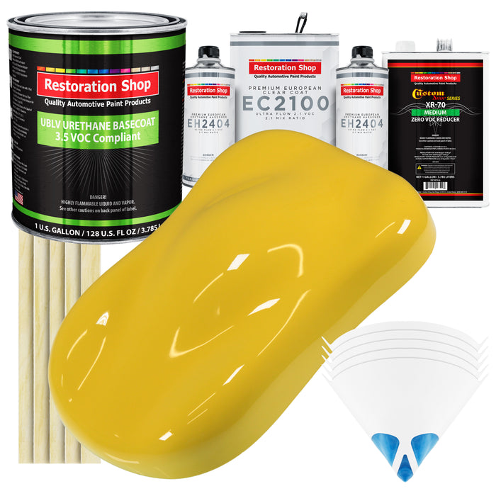 Daytona Yellow - LOW VOC Urethane Basecoat with European Clearcoat Auto Paint - Complete Gallon Paint Color Kit - Automotive Coating
