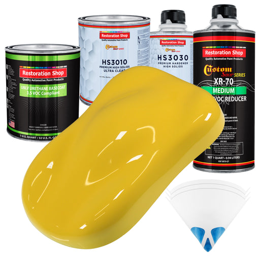 Daytona Yellow - LOW VOC Urethane Basecoat with Premium Clearcoat Auto Paint - Complete Medium Quart Paint Kit - Professional Gloss Automotive Coating