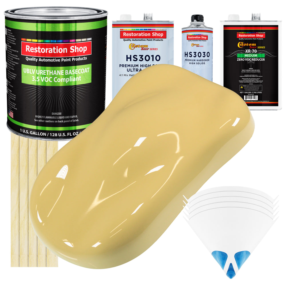 Springtime Yellow - LOW VOC Urethane Basecoat with Premium Clearcoat Auto Paint - Complete Medium Gallon Paint Kit - Professional Automotive Coating