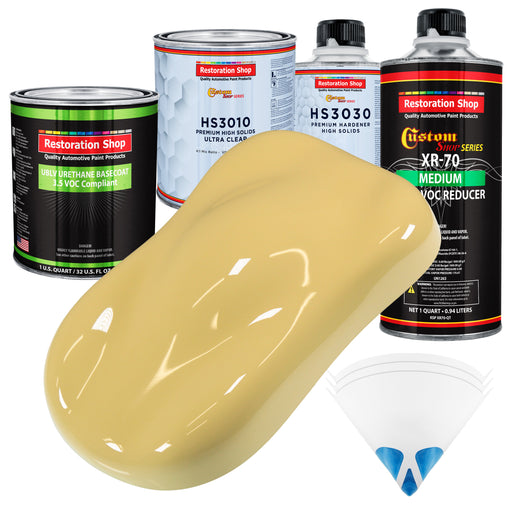 Springtime Yellow - LOW VOC Urethane Basecoat with Premium Clearcoat Auto Paint - Complete Medium Quart Paint Kit - Professional Automotive Coating