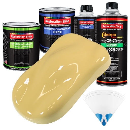 Springtime Yellow - LOW VOC Urethane Basecoat with Clearcoat Auto Paint - Complete Medium Quart Paint Kit - Professional High Gloss Automotive Coating