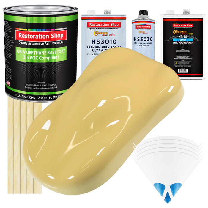 Springtime Yellow - LOW VOC Urethane Basecoat with Premium Clearcoat Auto Paint (Complete Slow Gallon Paint Kit) Professional Gloss Automotive Coating