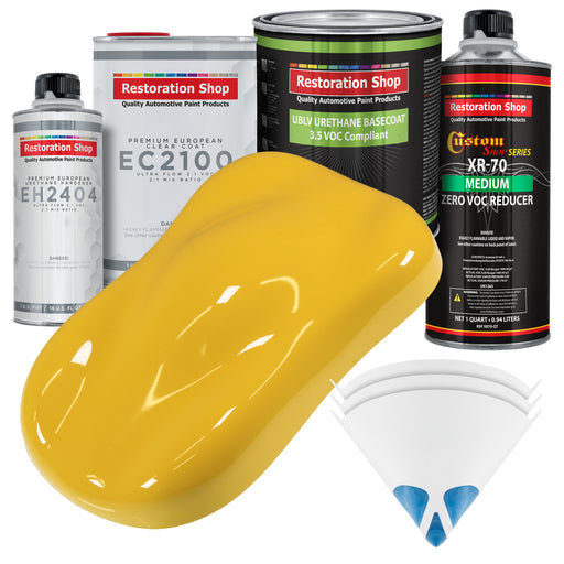 Boss Yellow - LOW VOC Urethane Basecoat with European Clearcoat Auto Paint - Complete Quart Paint Color Kit - Automotive Coating