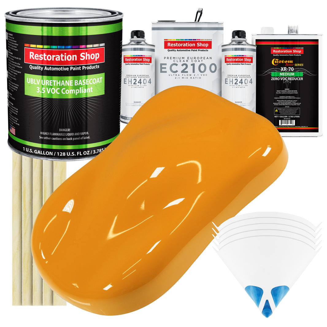 School Bus Yellow - LOW VOC Urethane Basecoat with European Clearcoat Auto Paint - Complete Gallon Paint Color Kit - Automotive Coating