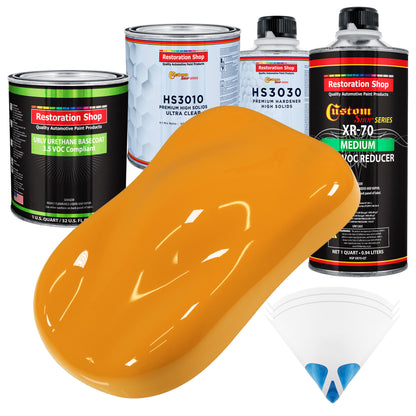 School Bus Yellow - LOW VOC Urethane Basecoat with Premium Clearcoat Auto Paint - Complete Medium Quart Paint Kit - Professional Automotive Coating