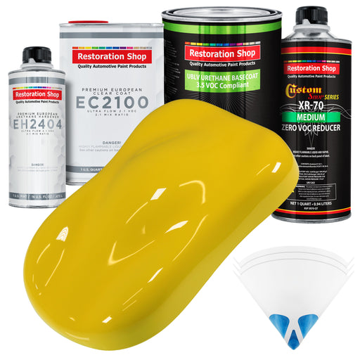 Electric Yellow - LOW VOC Urethane Basecoat with European Clearcoat Auto Paint - Complete Quart Paint Color Kit - Automotive Coating