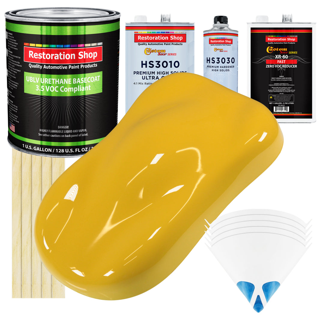 Canary Yellow - LOW VOC Urethane Basecoat with Premium Clearcoat Auto Paint - Complete Fast Gallon Paint Kit - Professional Gloss Automotive Coating