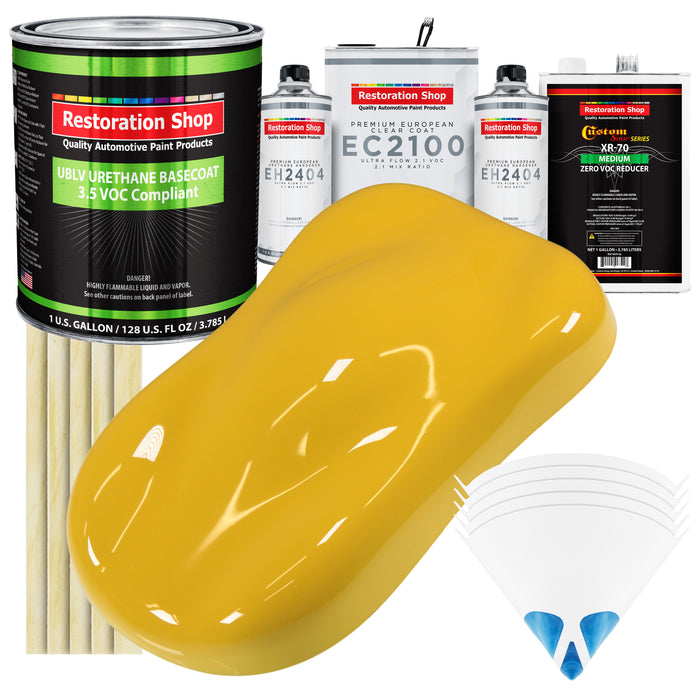 Canary Yellow - LOW VOC Urethane Basecoat with European Clearcoat Auto Paint - Complete Gallon Paint Color Kit - Automotive Coating