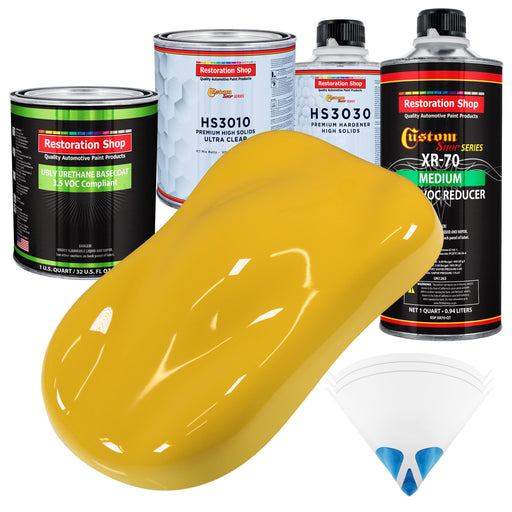 Canary Yellow - LOW VOC Urethane Basecoat with Premium Clearcoat Auto Paint - Complete Medium Quart Paint Kit - Professional Gloss Automotive Coating