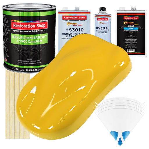 Indy Yellow - LOW VOC Urethane Basecoat with Premium Clearcoat Auto Paint (Complete Slow Gallon Paint Kit) Professional High Gloss Automotive Coating