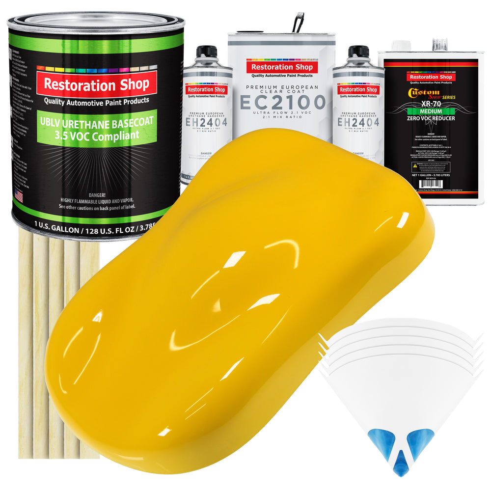 Viper Yellow - LOW VOC Urethane Basecoat with European Clearcoat Auto Paint - Complete Gallon Paint Color Kit - Automotive Coating