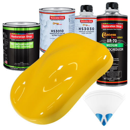 Viper Yellow - LOW VOC Urethane Basecoat with Premium Clearcoat Auto Paint - Complete Medium Quart Paint Kit - Professional Gloss Automotive Coating