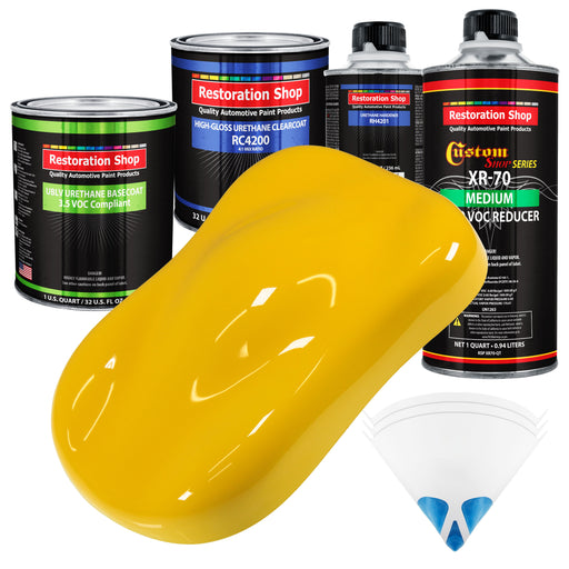 Viper Yellow - LOW VOC Urethane Basecoat with Clearcoat Auto Paint - Complete Medium Quart Paint Kit - Professional High Gloss Automotive Coating