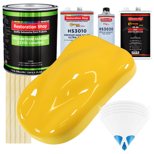 Sunshine Yellow - LOW VOC Urethane Basecoat with Premium Clearcoat Auto Paint - Complete Fast Gallon Paint Kit - Professional Gloss Automotive Coating