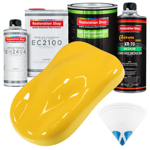 Sunshine Yellow - LOW VOC Urethane Basecoat with European Clearcoat Auto Paint - Complete Quart Paint Color Kit - Automotive Coating