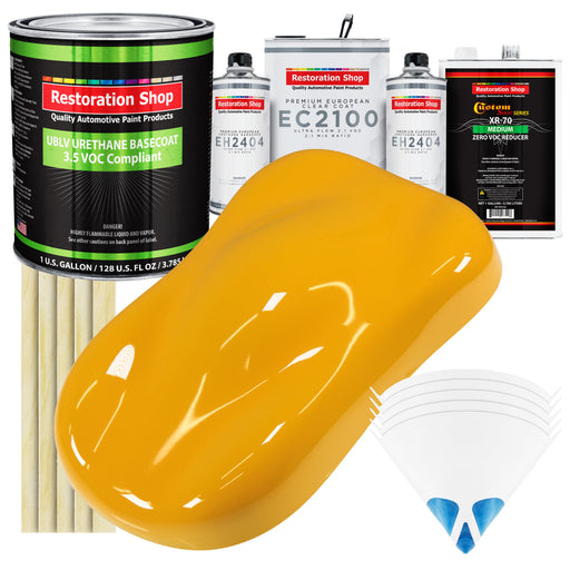 Citrus Yellow - LOW VOC Urethane Basecoat with European Clearcoat Auto Paint - Complete Gallon Paint Color Kit - Automotive Coating