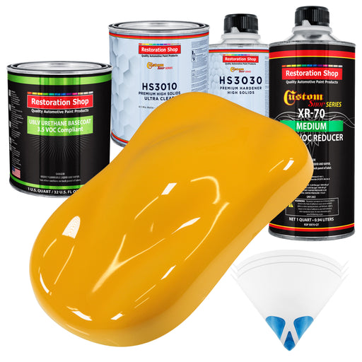 Citrus Yellow - LOW VOC Urethane Basecoat with Premium Clearcoat Auto Paint - Complete Medium Quart Paint Kit - Professional Gloss Automotive Coating