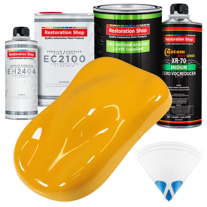 Citrus Yellow - LOW VOC Urethane Basecoat with European Clearcoat Auto Paint - Complete Quart Paint Color Kit - Automotive Coating