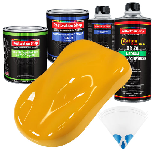 Citrus Yellow - LOW VOC Urethane Basecoat with Clearcoat Auto Paint - Complete Medium Quart Paint Kit - Professional High Gloss Automotive Coating