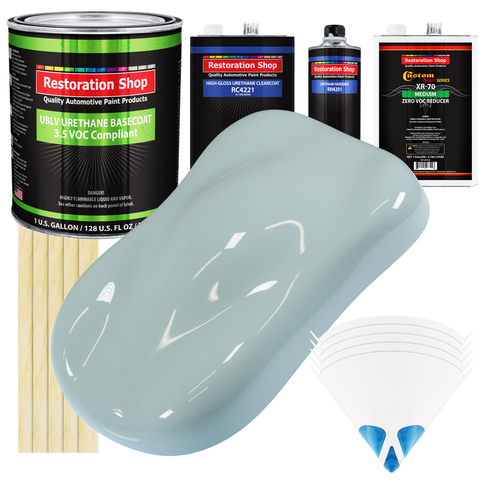 Diamond Blue - LOW VOC Urethane Basecoat with Clearcoat Auto Paint - Complete Medium Gallon Paint Kit - Professional High Gloss Automotive Coating