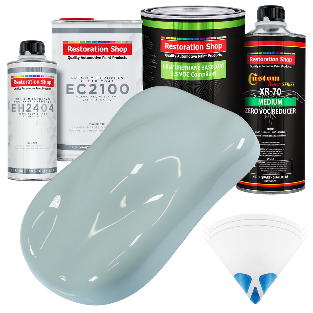 Diamond Blue - LOW VOC Urethane Basecoat with European Clearcoat Auto Paint - Complete Quart Paint Color Kit - Automotive Coating