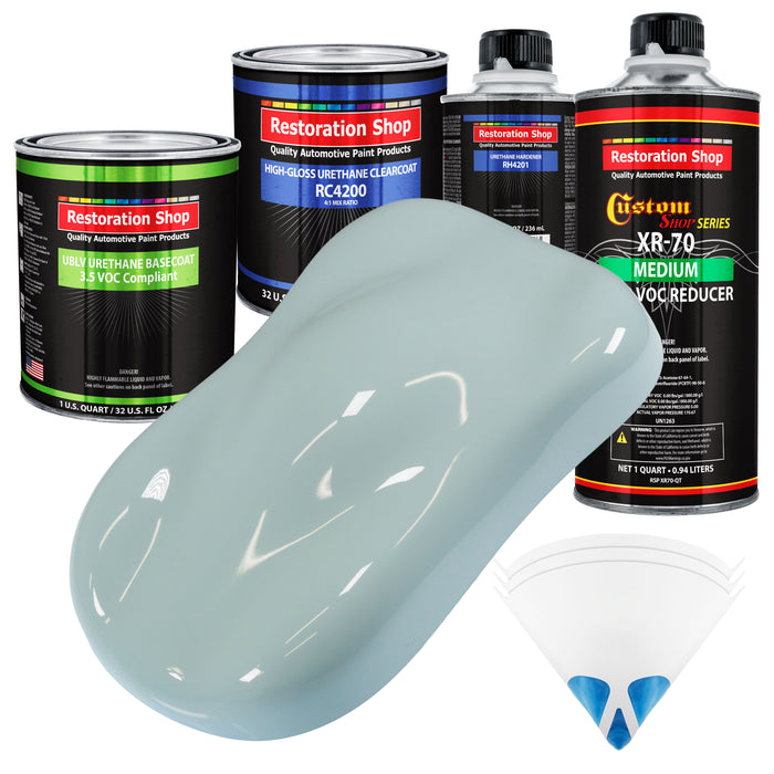 Diamond Blue - LOW VOC Urethane Basecoat with Clearcoat Auto Paint - Complete Medium Quart Paint Kit - Professional High Gloss Automotive Coating