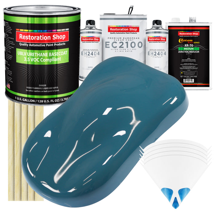 Medium Blue - LOW VOC Urethane Basecoat with European Clearcoat Auto Paint - Complete Gallon Paint Color Kit - Automotive Coating