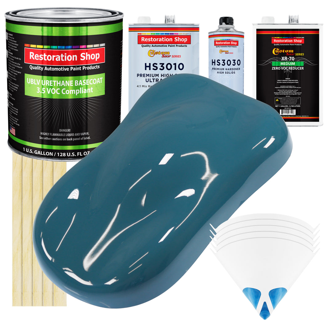 Medium Blue - LOW VOC Urethane Basecoat with Premium Clearcoat Auto Paint - Complete Medium Gallon Paint Kit - Professional Gloss Automotive Coating