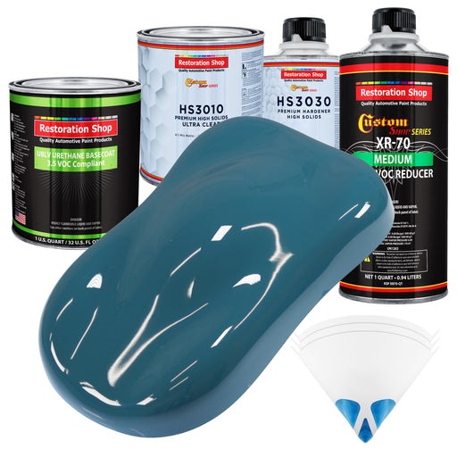Medium Blue - LOW VOC Urethane Basecoat with Premium Clearcoat Auto Paint (Complete Medium Quart Paint Kit) Professional High Gloss Automotive Coating