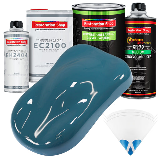 Medium Blue - LOW VOC Urethane Basecoat with European Clearcoat Auto Paint - Complete Quart Paint Color Kit - Automotive Coating