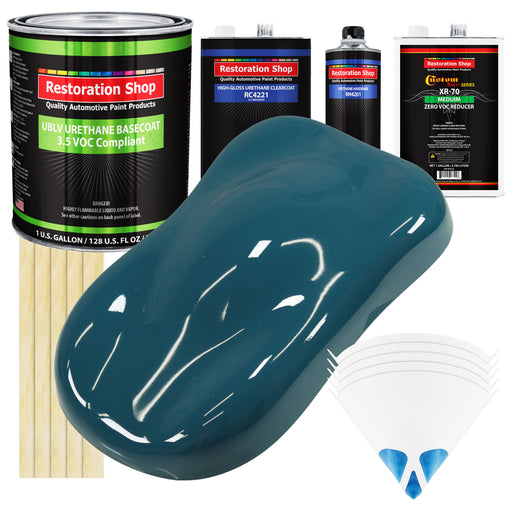 Transport Blue - LOW VOC Urethane Basecoat with Clearcoat Auto Paint - Complete Medium Gallon Paint Kit - Professional High Gloss Automotive Coating