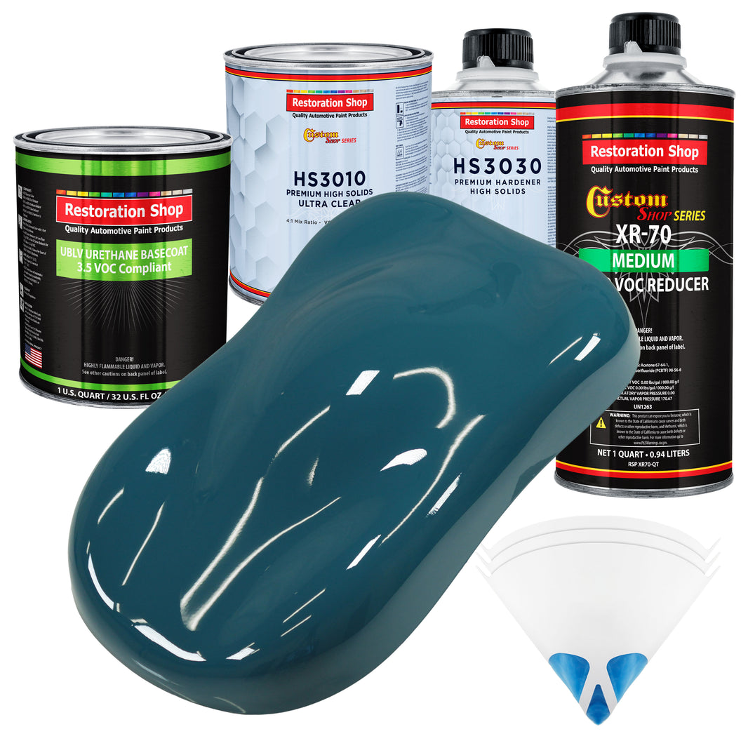 Transport Blue - LOW VOC Urethane Basecoat with Premium Clearcoat Auto Paint - Complete Medium Quart Paint Kit - Professional Gloss Automotive Coating