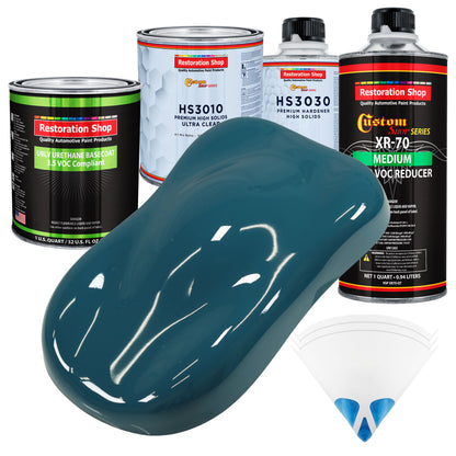 Transport Blue - LOW VOC Urethane Basecoat with Premium Clearcoat Auto Paint - Complete Medium Quart Paint Kit - Professional Gloss Automotive Coating