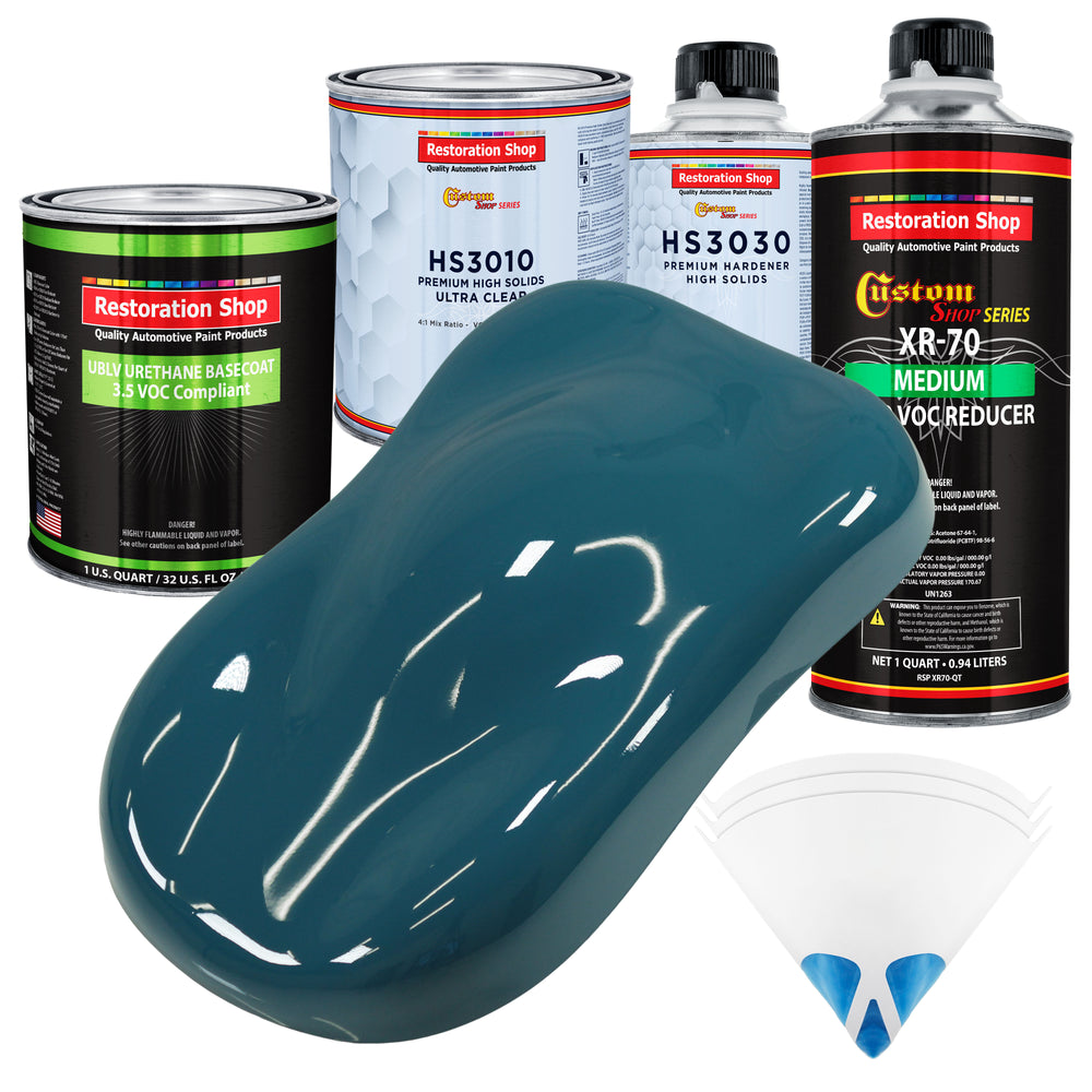Transport Blue - LOW VOC Urethane Basecoat with Premium Clearcoat Auto Paint - Complete Medium Quart Paint Kit - Professional Gloss Automotive Coating