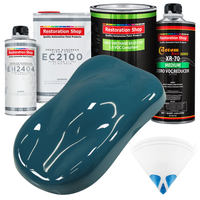 Transport Blue - LOW VOC Urethane Basecoat with European Clearcoat Auto Paint - Complete Quart Paint Color Kit - Automotive Coating