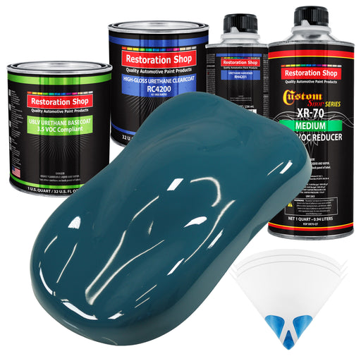Transport Blue - LOW VOC Urethane Basecoat with Clearcoat Auto Paint - Complete Medium Quart Paint Kit - Professional High Gloss Automotive Coating