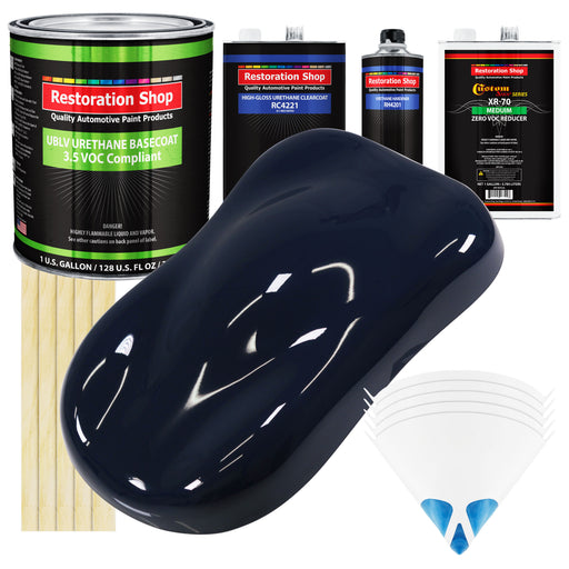 Midnight Blue - LOW VOC Urethane Basecoat with Clearcoat Auto Paint - Complete Medium Gallon Paint Kit - Professional High Gloss Automotive Coating