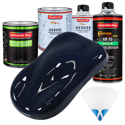 Midnight Blue - LOW VOC Urethane Basecoat with Premium Clearcoat Auto Paint - Complete Medium Quart Paint Kit - Professional Gloss Automotive Coating