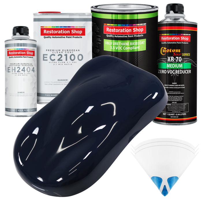 Midnight Blue - LOW VOC Urethane Basecoat with European Clearcoat Auto Paint - Complete Quart Paint Color Kit - Automotive Coating