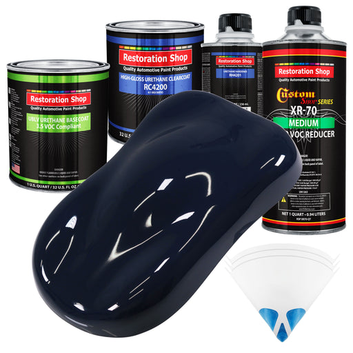 Midnight Blue - LOW VOC Urethane Basecoat with Clearcoat Auto Paint - Complete Medium Quart Paint Kit - Professional High Gloss Automotive Coating