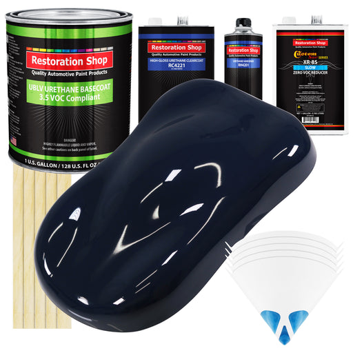 Midnight Blue - LOW VOC Urethane Basecoat with Clearcoat Auto Paint - Complete Slow Gallon Paint Kit - Professional High Gloss Automotive Coating