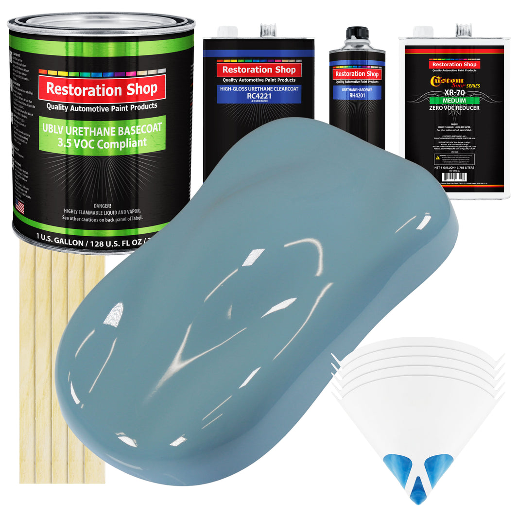Glacier Blue - LOW VOC Urethane Basecoat with Clearcoat Auto Paint - Complete Medium Gallon Paint Kit - Professional High Gloss Automotive Coating