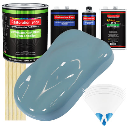Glacier Blue - LOW VOC Urethane Basecoat with Clearcoat Auto Paint - Complete Medium Gallon Paint Kit - Professional High Gloss Automotive Coating