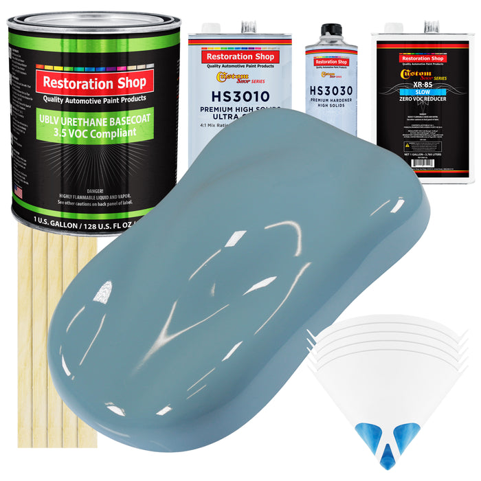 Glacier Blue - LOW VOC Urethane Basecoat with Premium Clearcoat Auto Paint (Complete Slow Gallon Paint Kit) Professional High Gloss Automotive Coating