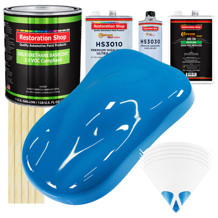 Speed Blue - LOW VOC Urethane Basecoat with Premium Clearcoat Auto Paint (Complete Medium Gallon Paint Kit) Professional High Gloss Automotive Coating