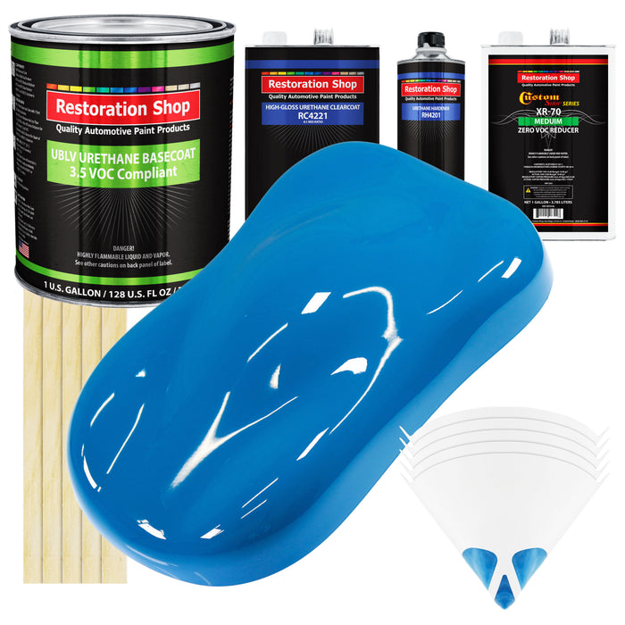 Speed Blue - LOW VOC Urethane Basecoat with Clearcoat Auto Paint - Complete Medium Gallon Paint Kit - Professional High Gloss Automotive Coating