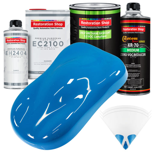 Speed Blue - LOW VOC Urethane Basecoat with European Clearcoat Auto Paint - Complete Quart Paint Color Kit - Automotive Coating