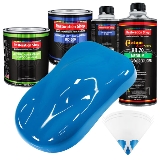 Speed Blue - LOW VOC Urethane Basecoat with Clearcoat Auto Paint - Complete Medium Quart Paint Kit - Professional High Gloss Automotive Coating