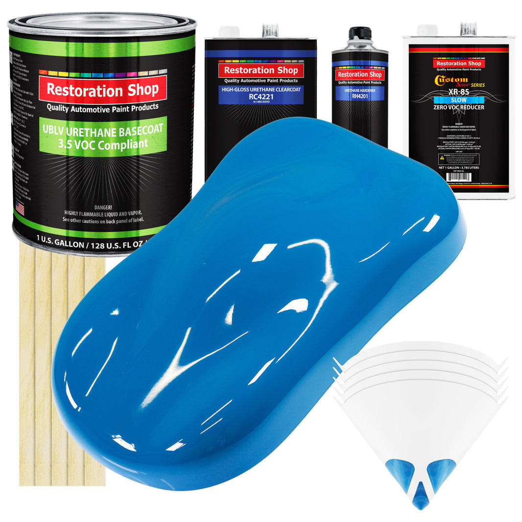 Speed Blue - LOW VOC Urethane Basecoat with Clearcoat Auto Paint - Complete Slow Gallon Paint Kit - Professional High Gloss Automotive Coating
